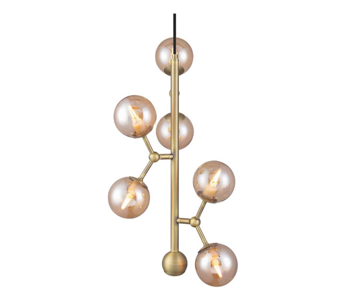 Halo Design 738861 - Luster na lankách ATOM 6xG9/28W/230V pr. 30 cm mosadz/k. béžová 738861