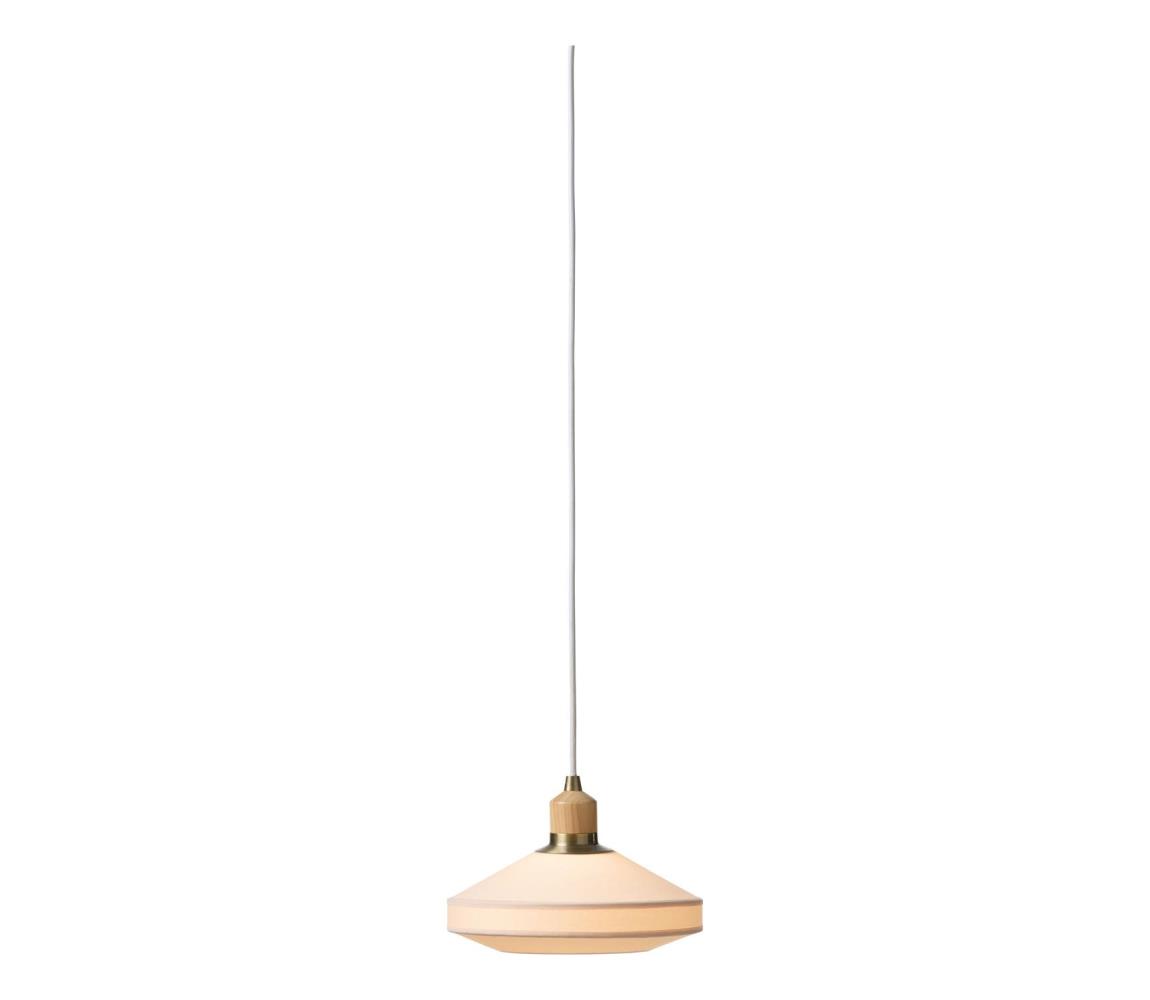 Halo Design 744091-Závesný luster PARIS na lankách 1xE14/40W/230V pr. 24 cm krém/mosadz/dub 744091