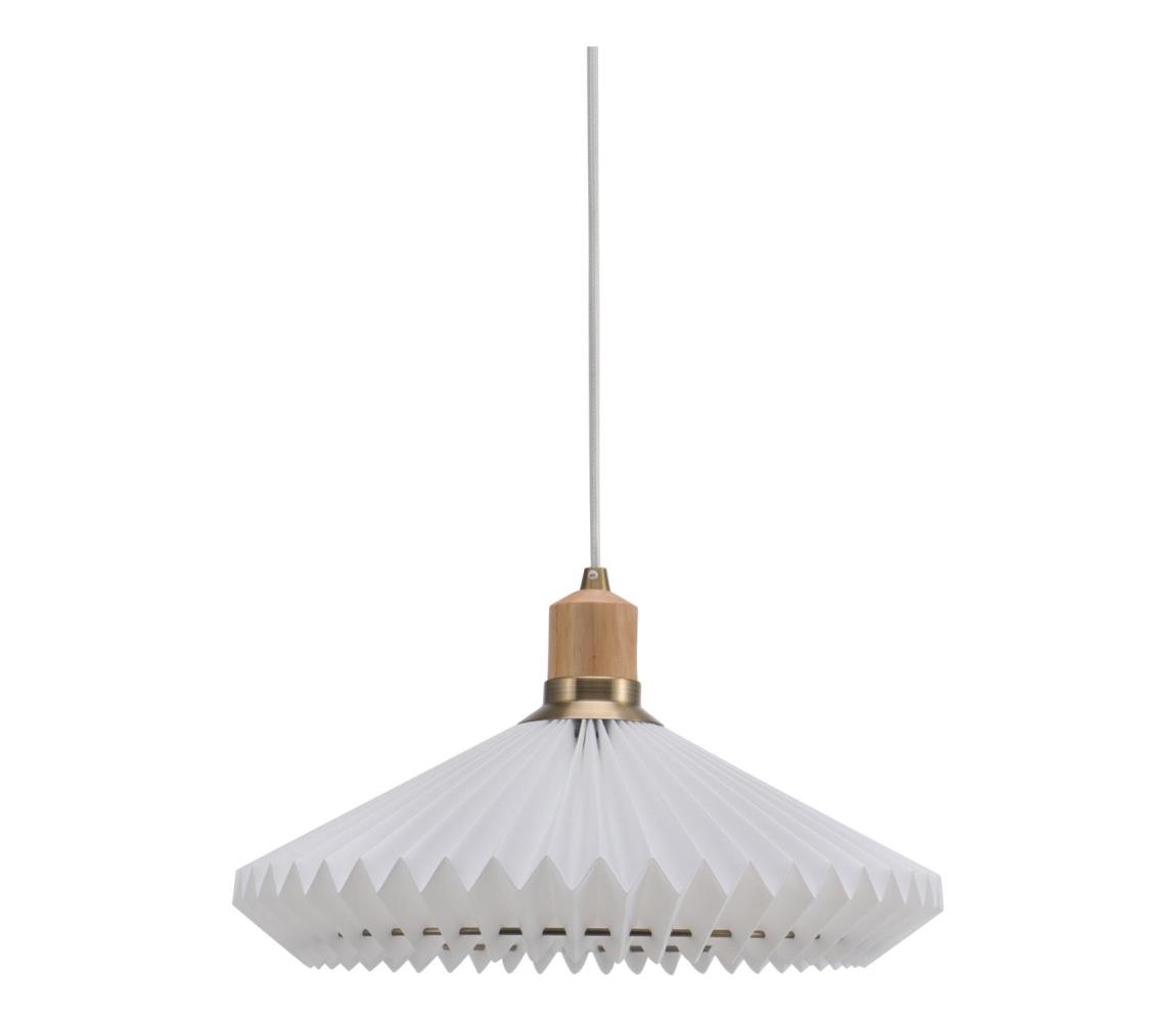 Halo Design 744169- Závesný luster na lanku PARIS 1xE27/60W/230V pr. 40 cm biela/mosadz/dub 744169