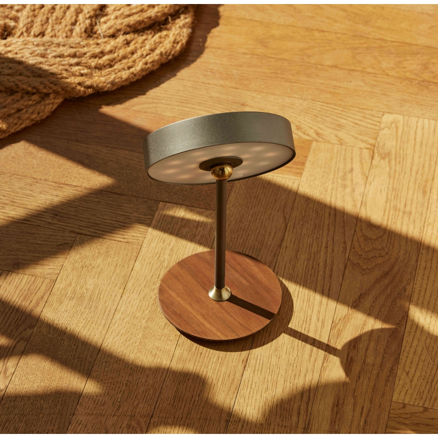 Halo Design 745791 - LED stmievateľná nabíjacia stolová lampa ON THE MOVE LED/2,5W/4000 mAh sivá/drevo