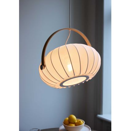 Halo Design 746347 - Závesné svietidlo s lankom DC 1xE27/40W/230V pr. 40 cm biela/dub