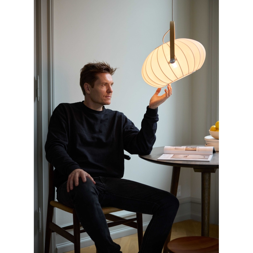 Halo Design 746347 - Závesné svietidlo s lankom DC 1xE27/40W/230V pr. 40 cm biela/dub