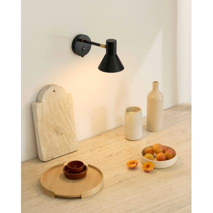 Halo Design 747450 - Nástenná lampička STYLE 1xE14/25W/230V čierna/mosadz