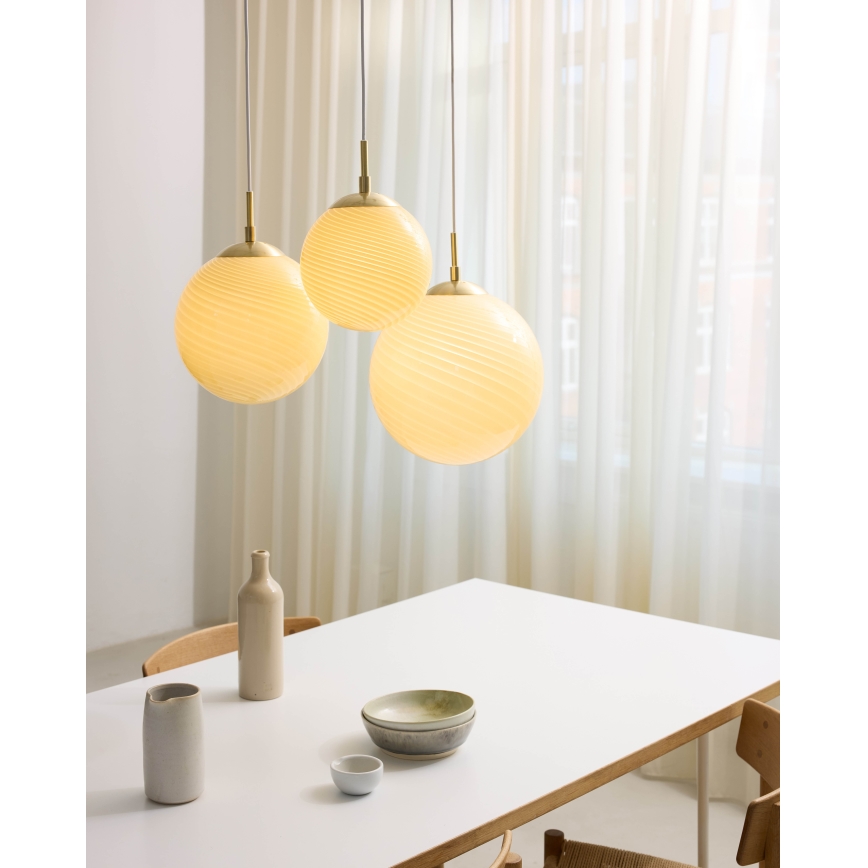Halo Design 748587 - Závesný luster na kábli CANDY 1xE27/25W/230V pr. 30 cm béžová/mosadz