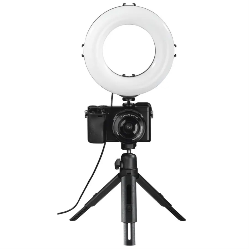 Hama - LED Stmievateľné kruhové svetlo so statívom LED/5,8W/5V pr. 17 cm + diaľkové ovládanie