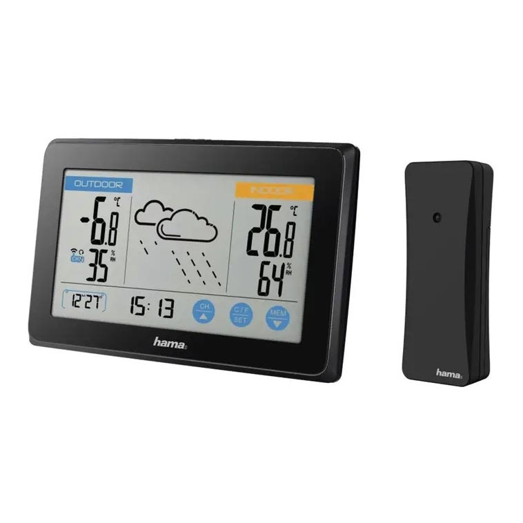 Hama - Meteostanica s farebným LCD displejom 3xAAA/2xAAA  čierna