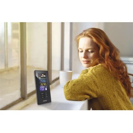 Hama - Meteostanica s farebným LCD displejom a budíkom 3xAAA čierna