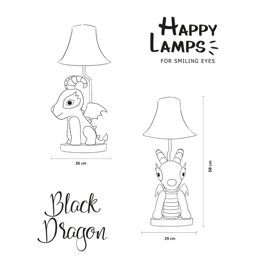 Happy Lamps - LED Detská stolná lampa BLACK DRAGOON LED/5,4W/230V drak