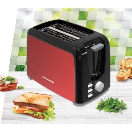 Heinner HTP-700BKRD - Hriankovač s dvoma otvormi 700W/230V červený/matný chróm
