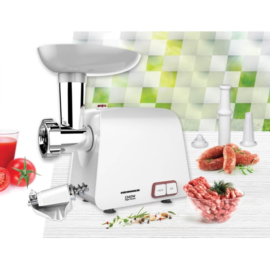 Heinner MG-1340WH - Mlynček na mäso 1340W/230V biela