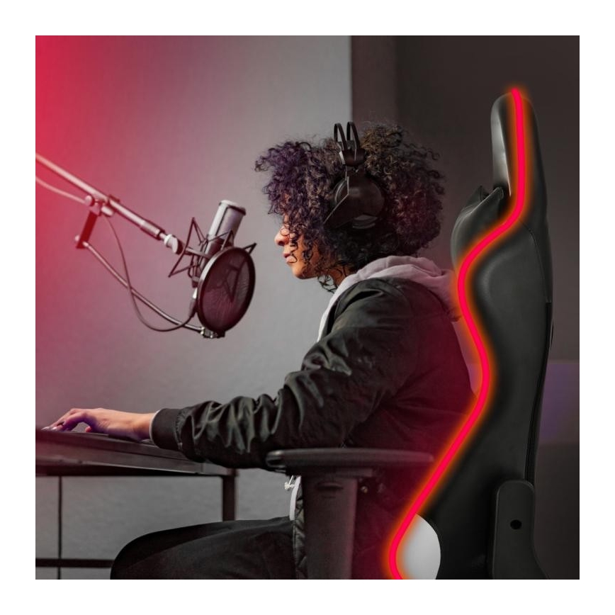 Herné kreslo VARR Flash s LED RGB podsvietením + diaľkové ovládanie čierna/biela