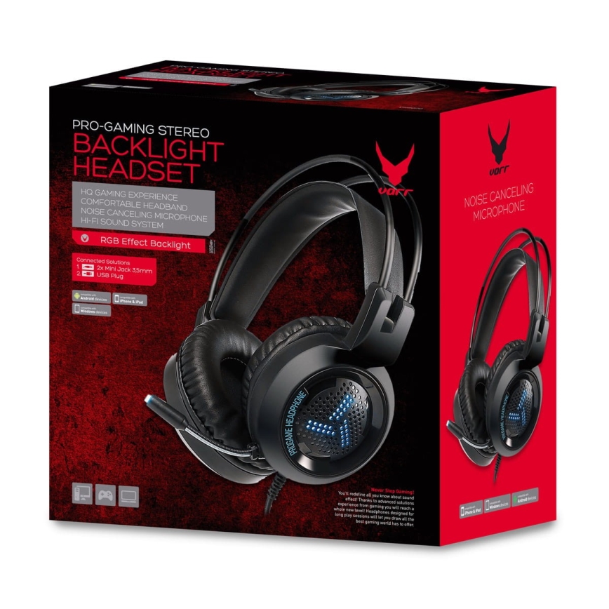 Herné LED RGB súchadlá VARR s mikrofónom 3.5