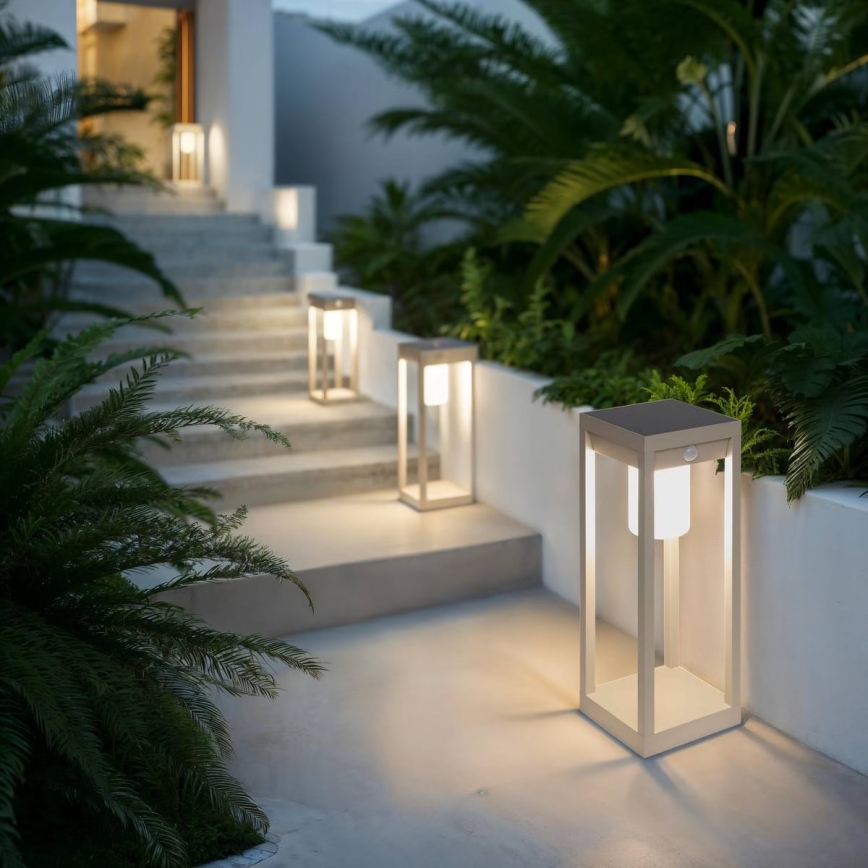 Hesperide - Solárna LED lucerna PIKY s pohybovým senzorom LED/3,7V 2600 mAh, 40 cm, IP65, béžová