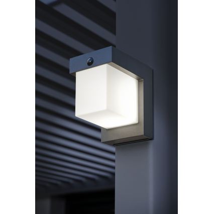 Hesperide - solárne LED nástenné svietidlo s pohybovým senzorom MULTY LED/3,7V 2600 mAh IP65 antracit