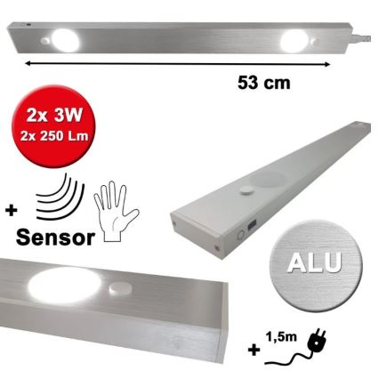 HiLite - LED Podlinkové svietidlo so senzorom BERN 2xLED/3W/230V 4000K