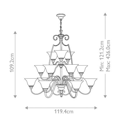 Hinkley - Luster na reťazi CELLO 15xE27/60W/230V