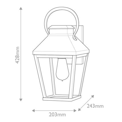 Hinkley - Vonkajšie nástenné svietidlo DAWSON M 1xE27/60W/230V IP44 čierne