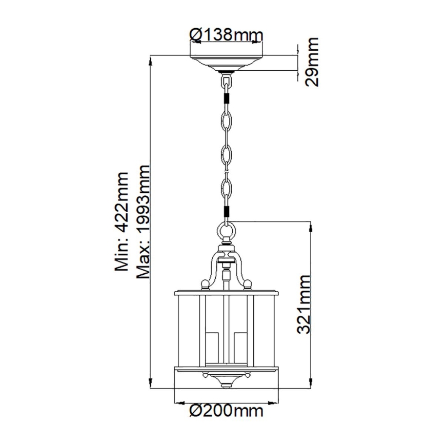 Hinkley - Luster na reťazi GENTRY 3xE14/60W/230V zlatá