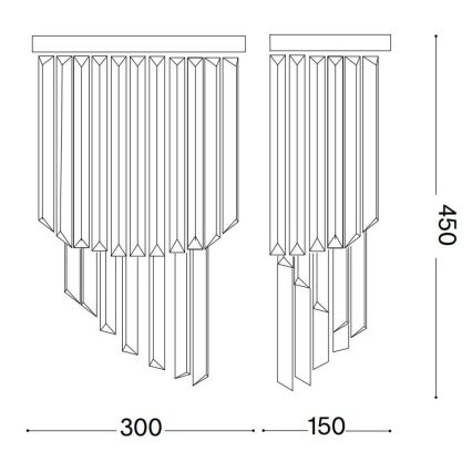 Ideal Lux - Krištáľové nástenné svietidlo CARLTON 3xE14/40W/230V lesklý chróm