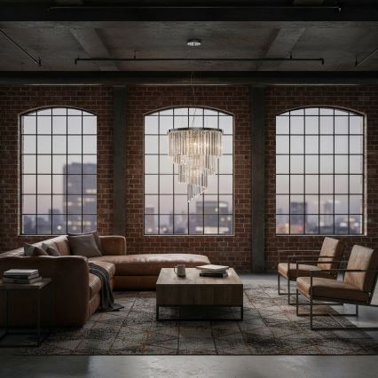 Ideal Lux - Krištáľový luster na lanku CARLTON 12xE14/40W/230V pr. 50 cm lesklý chróm