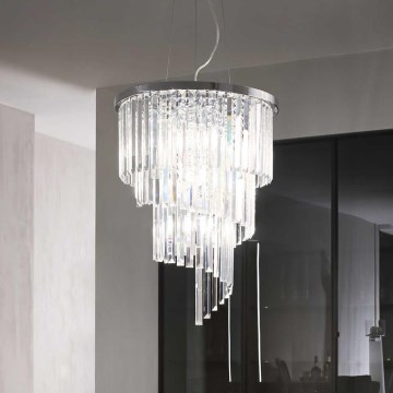 Ideal Lux - Krištáľový luster na lanku CARLTON 12xE14/40W/230V pr. 50 cm lesklý chróm