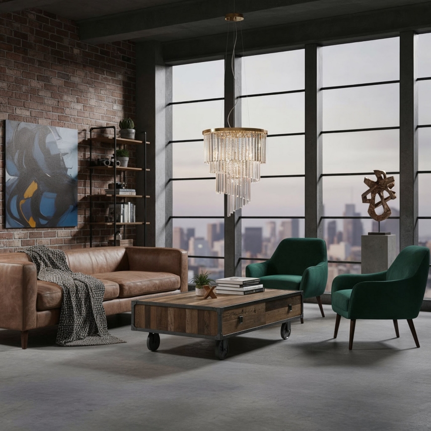 Ideal Lux - Krištáľový luster na lanku CARLTON 12xE14/40W/230V pr. 50 cm zlatá