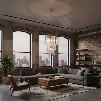 Ideal Lux - Krištáľový luster na lanku CARLTON 8xE14/40W/230V pr. 40 cm lesklý chróm