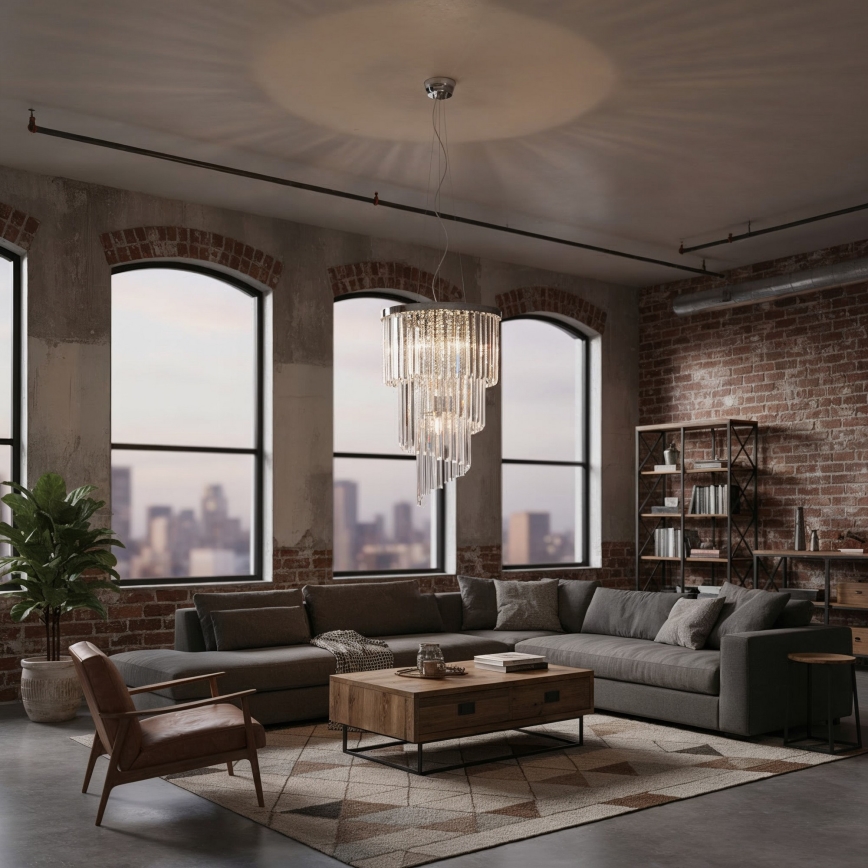 Ideal Lux - Krištáľový luster na lanku CARLTON 8xE14/40W/230V pr. 40 cm lesklý chróm