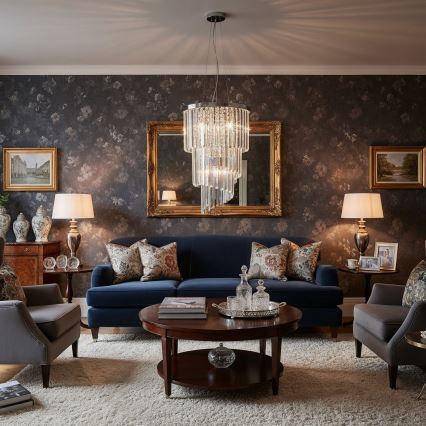 Ideal Lux - Krištáľový luster na lanku CARLTON 8xE14/40W/230V pr. 40 cm lesklý chróm