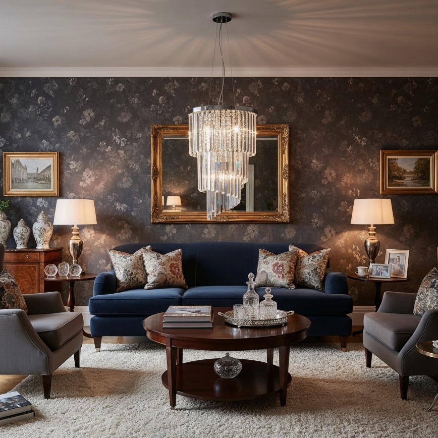 Ideal Lux - Krištáľový luster na lanku CARLTON 8xE14/40W/230V pr. 40 cm lesklý chróm