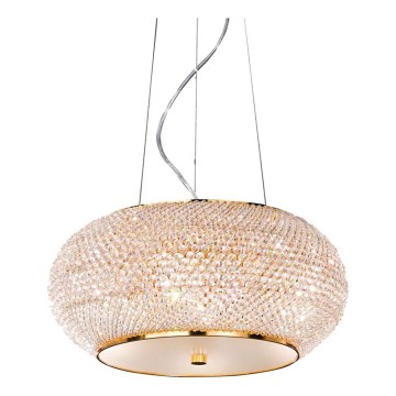 Ideal Lux - Krištáľový luster na lanku PASHA 6xE14/40W/230V pr. 40 cm zlatá