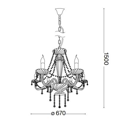 Ideal Lux - Krištáľový luster na reťazi AMADEUS 6xE14/40W/230V pr. 67 cm číra