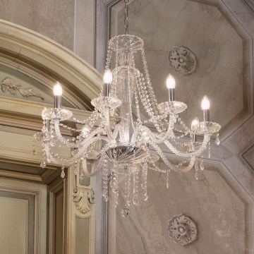 Ideal Lux - Krištáľový luster na reťazi AMADEUS 8xE14/40W/230V pr. 80 cm číra