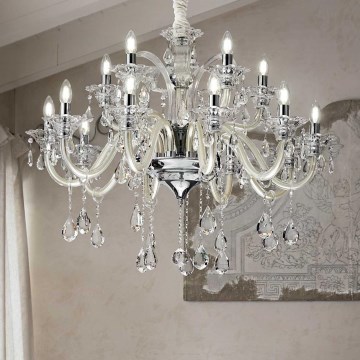 Ideal Lux - Krištáľový luster na reťazi COLOSSAL 15xE14/40W/230V pr. 95 cm krémová/lesklý chróm
