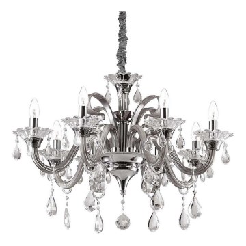 Ideal Lux - Krištáľový luster na reťazi COLOSSAL 8xE14/40W/230V pr. 78 cm šedá/lesklý chróm