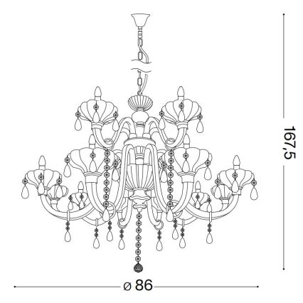 Ideal Lux - Krištáľový luster na reťazi CONTINENTAL 12xE14/40W/230V pr. 86 cm číra