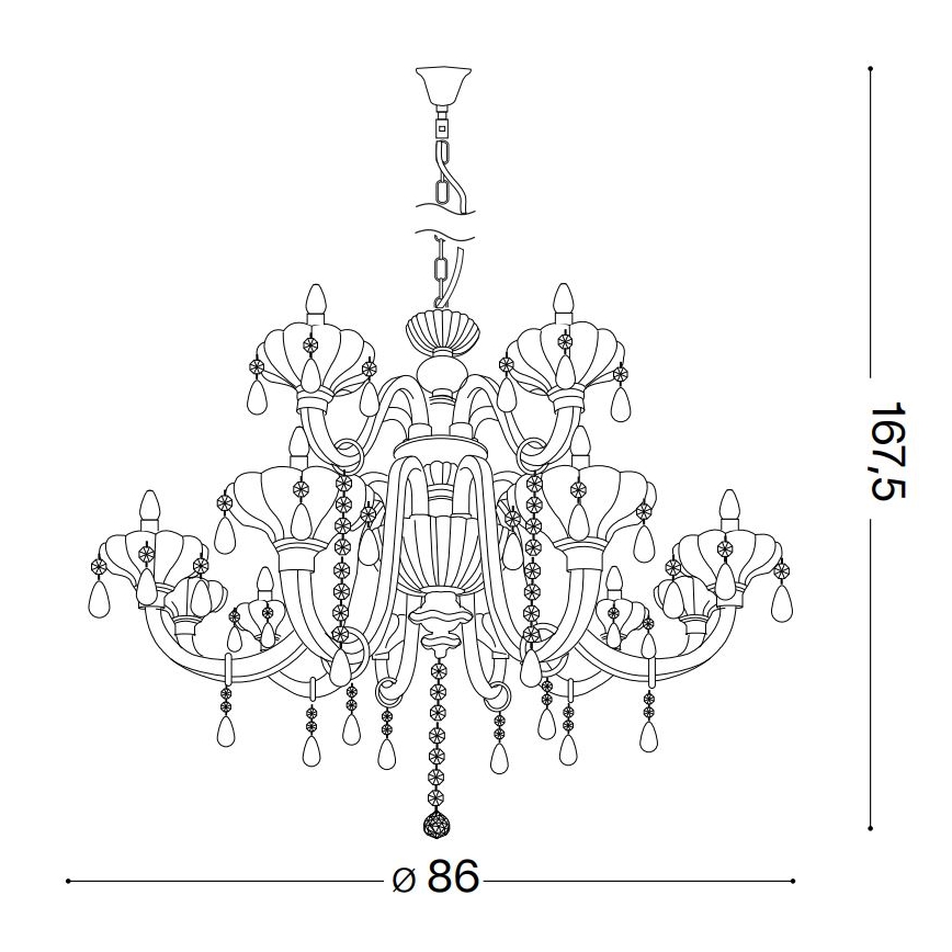 Ideal Lux - Krištáľový luster na reťazi CONTINENTAL 12xE14/40W/230V pr. 86 cm číra