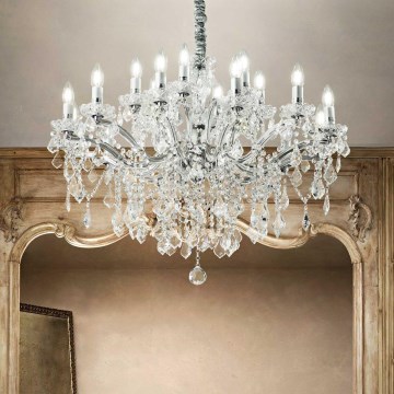 Ideal Lux - Krištáľový luster na reťazi FLORIAN 18xE14/40W/230V pr. 86 cm číra