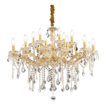 Ideal Lux - Krištáľový luster na reťazi FLORIAN 18xE14/40W/230V pr. 86 cm zlatá