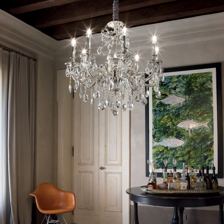 Ideal Lux - Krištáľový luster na reťazi GIOCONDA 8xE14/40W/230V pr. 73 cm strieborná