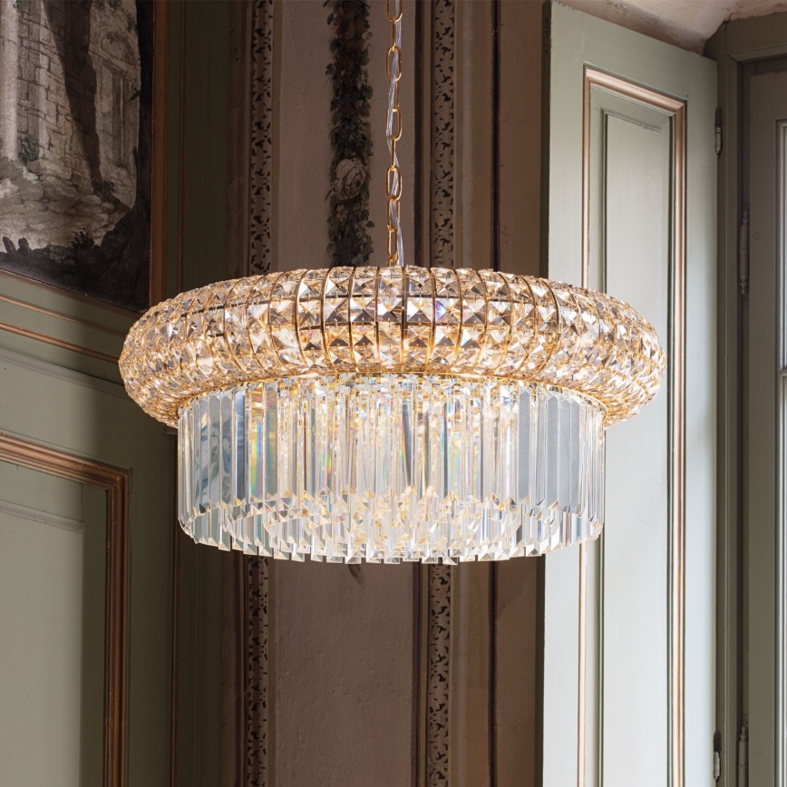 Ideal Lux - Krištáľový luster na reťazi NABUCCO 12xE14/40W/230V pr. 60 cm zlatá