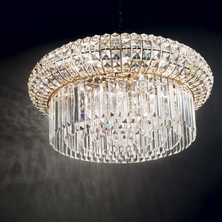 Ideal Lux - Krištáľový luster na reťazi NABUCCO 12xE14/40W/230V pr. 60 cm zlatá