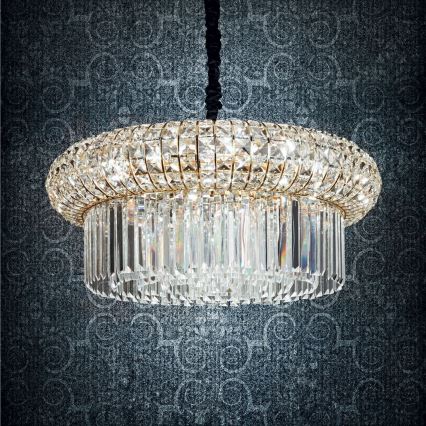 Ideal Lux - Krištáľový luster na reťazi NABUCCO 12xE14/40W/230V pr. 60 cm zlatá