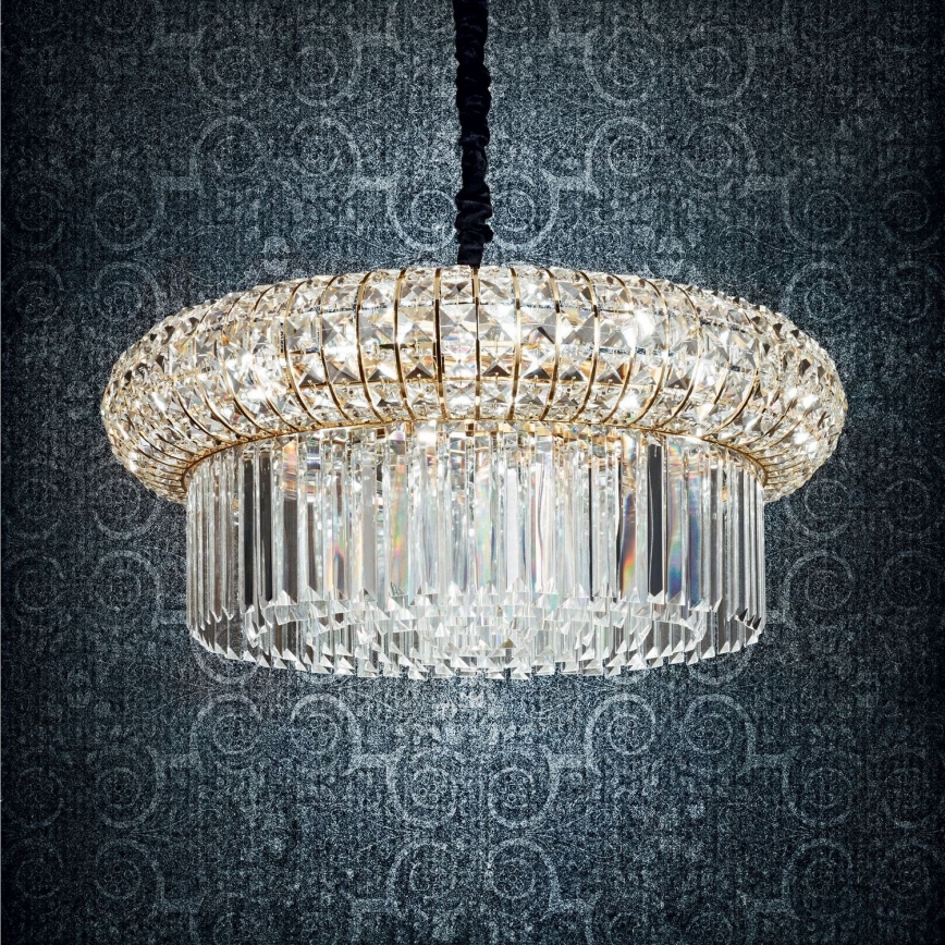 Ideal Lux - Krištáľový luster na reťazi NABUCCO 12xE14/40W/230V pr. 60 cm zlatá