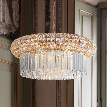 Ideal Lux - Krištáľový luster na reťazi NABUCCO 16xE14/40W/230V pr. 70 cm zlatá