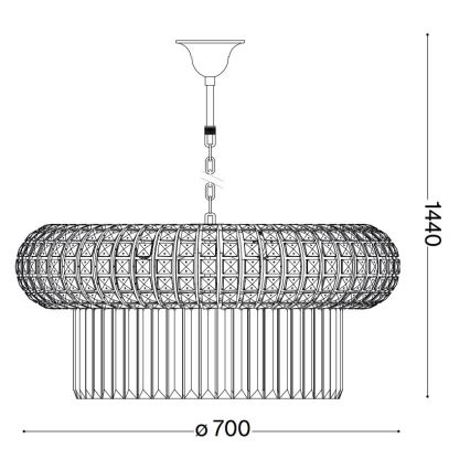Ideal Lux - Krištáľový luster na reťazi NABUCCO 16xE14/40W/230V pr. 70 cm zlatá
