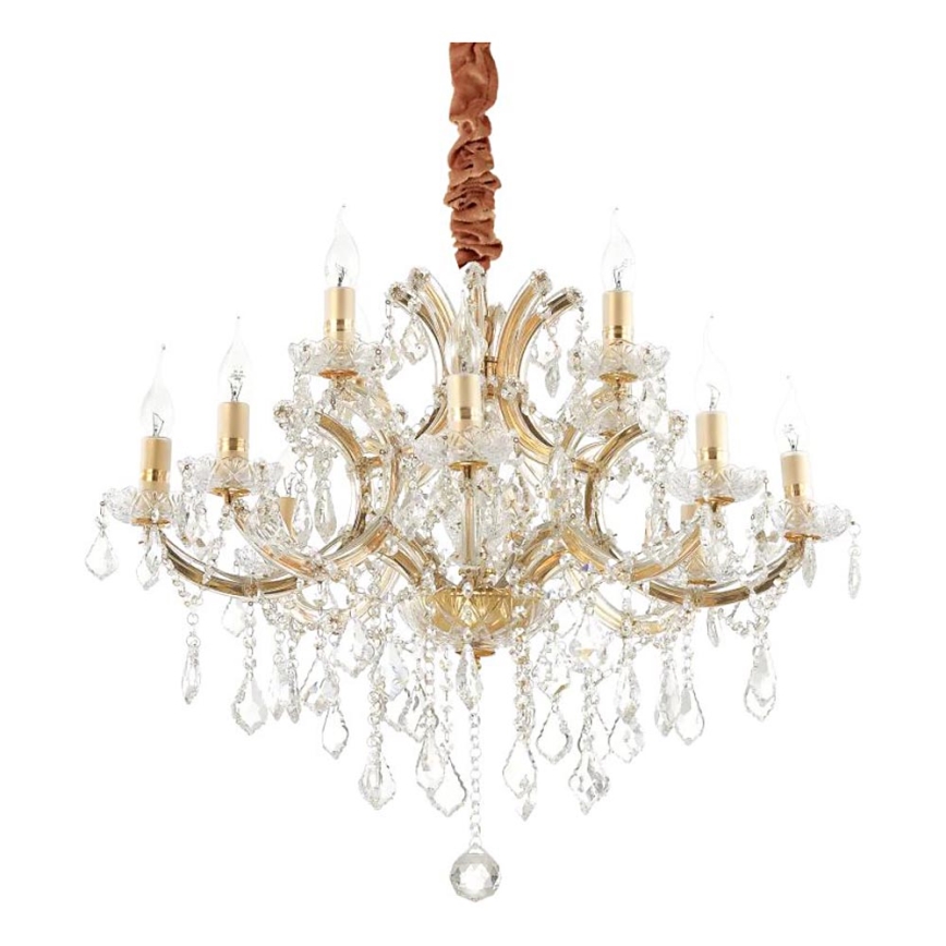Ideal Lux - Krištáľový luster na reťazi NAPOLEON 12xE14/40W/230V pr. 74 cm zlatá
