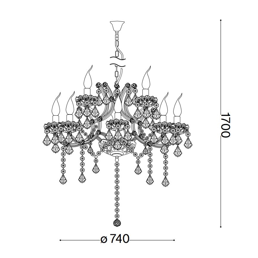 Ideal Lux - Krištáľový luster na reťazi NAPOLEON 12xE14/40W/230V pr. 74 cm zlatá