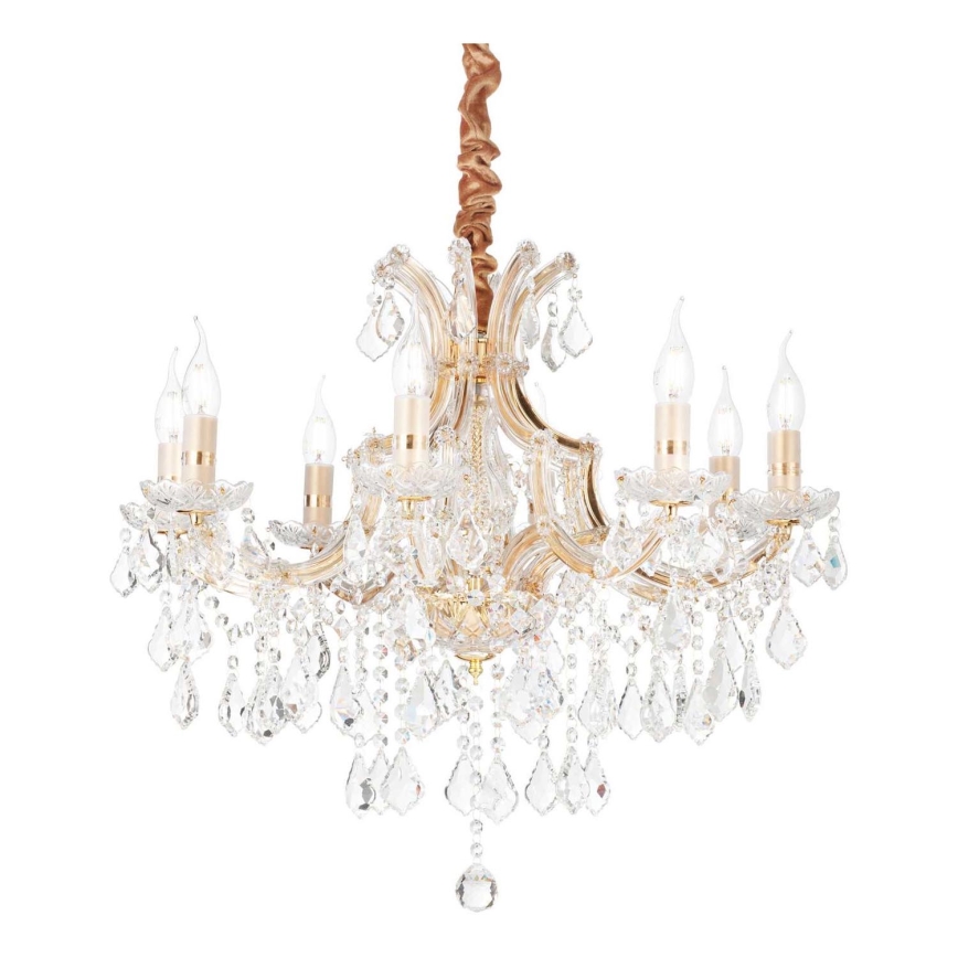 Ideal Lux - Krištáľový luster na reťazi NAPOLEON 8xE14/40W/230V pr. 67 cm zlatá