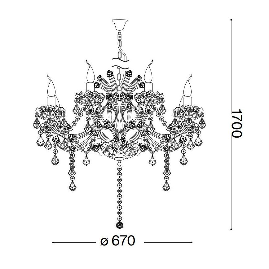 Ideal Lux - Krištáľový luster na reťazi NAPOLEON 8xE14/40W/230V pr. 67 cm zlatá